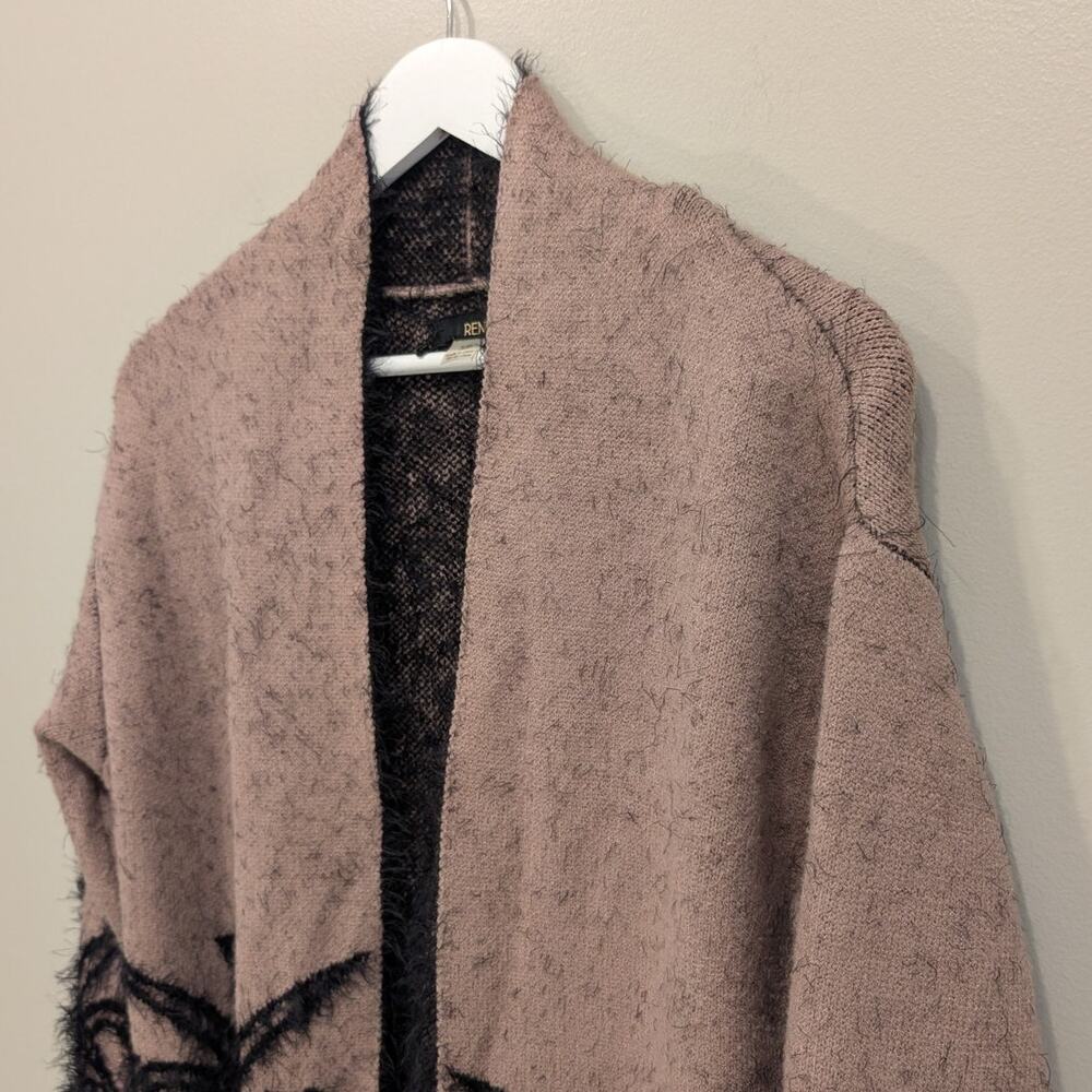 Renuar Cardigan Sweater Open Front Mauve/Black Design Casual Travel - Size S - Picture 3 of 8